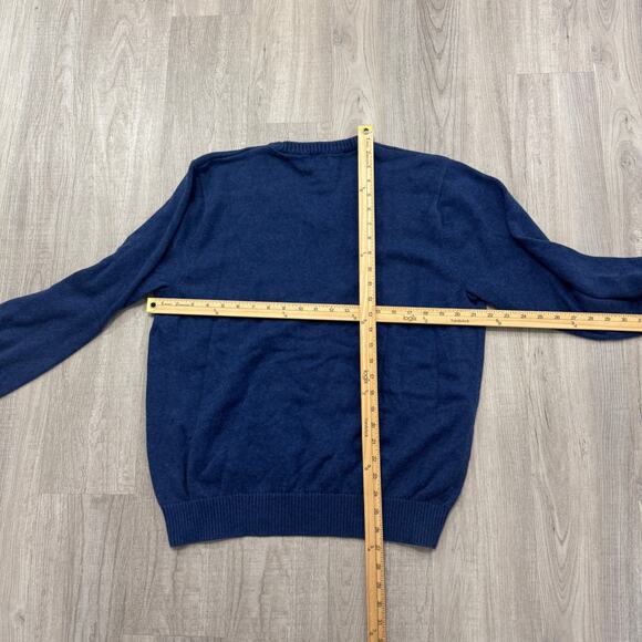 LL Bean Sweater Men's Large Blue Pullover Cashmere Blend Preppy V-Neck Office - Picture 7 of 7